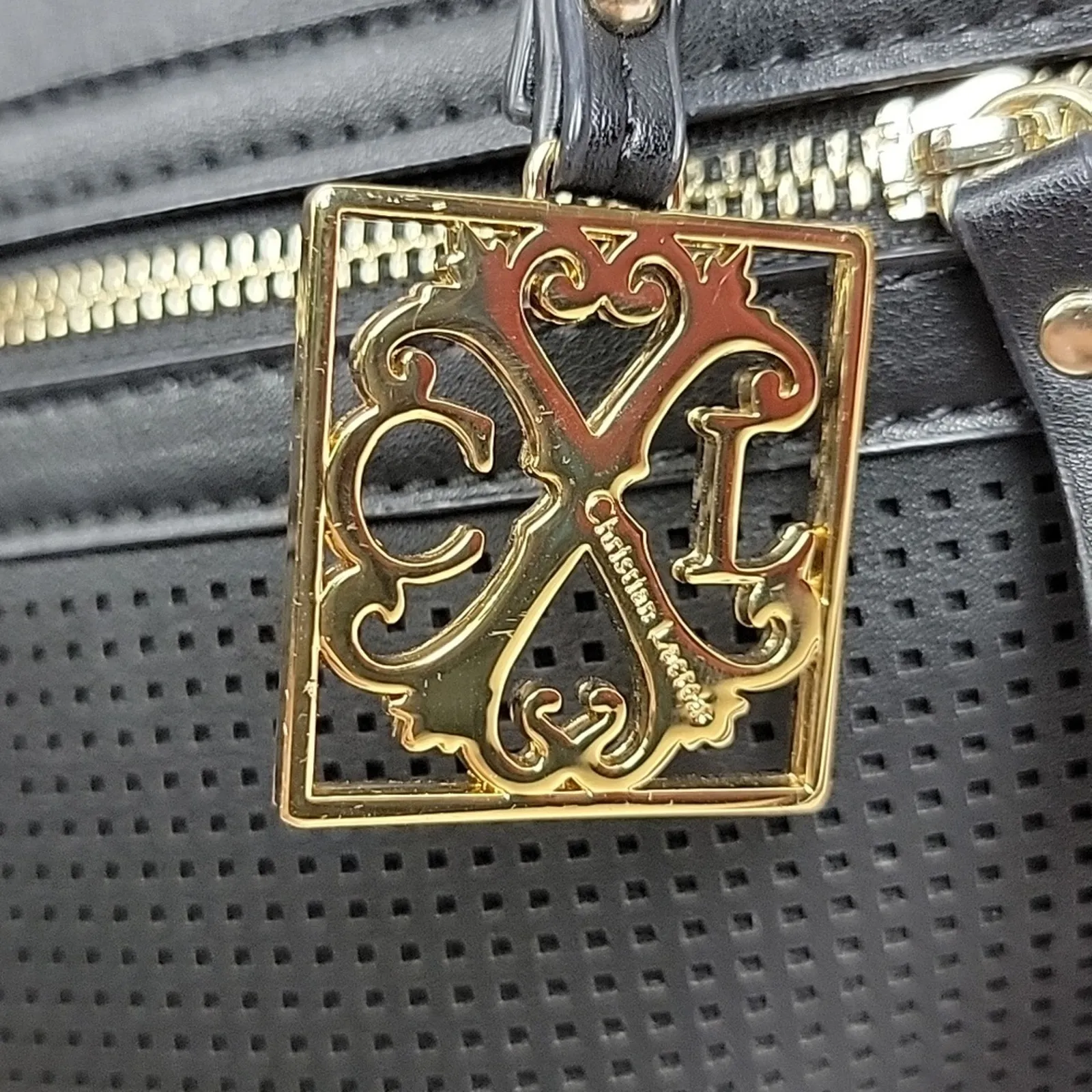 Christian Lacroix Black Double Handle Vegan Leather Luxe Medicine Doctor Purse - Image 5