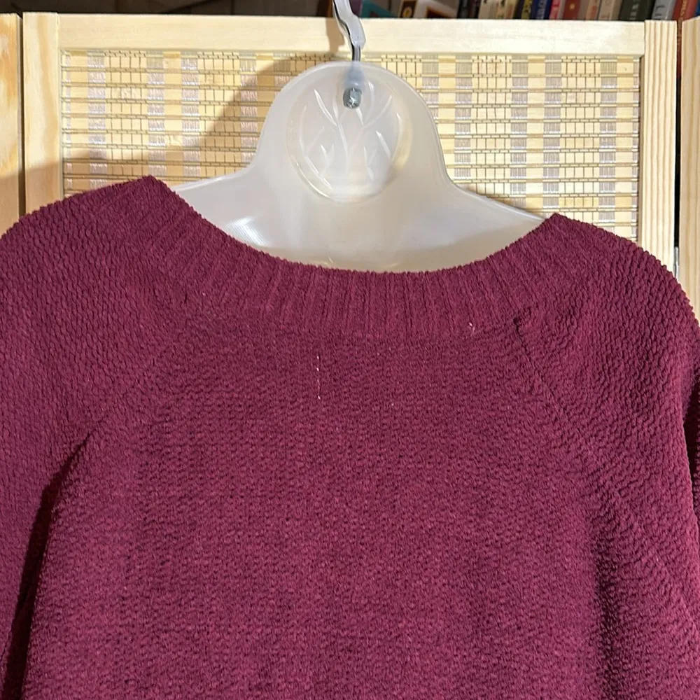 Arizona Jean Co Burgundy Red Loose Cable Knit Vneck Soft Sweater X Large - Image 11
