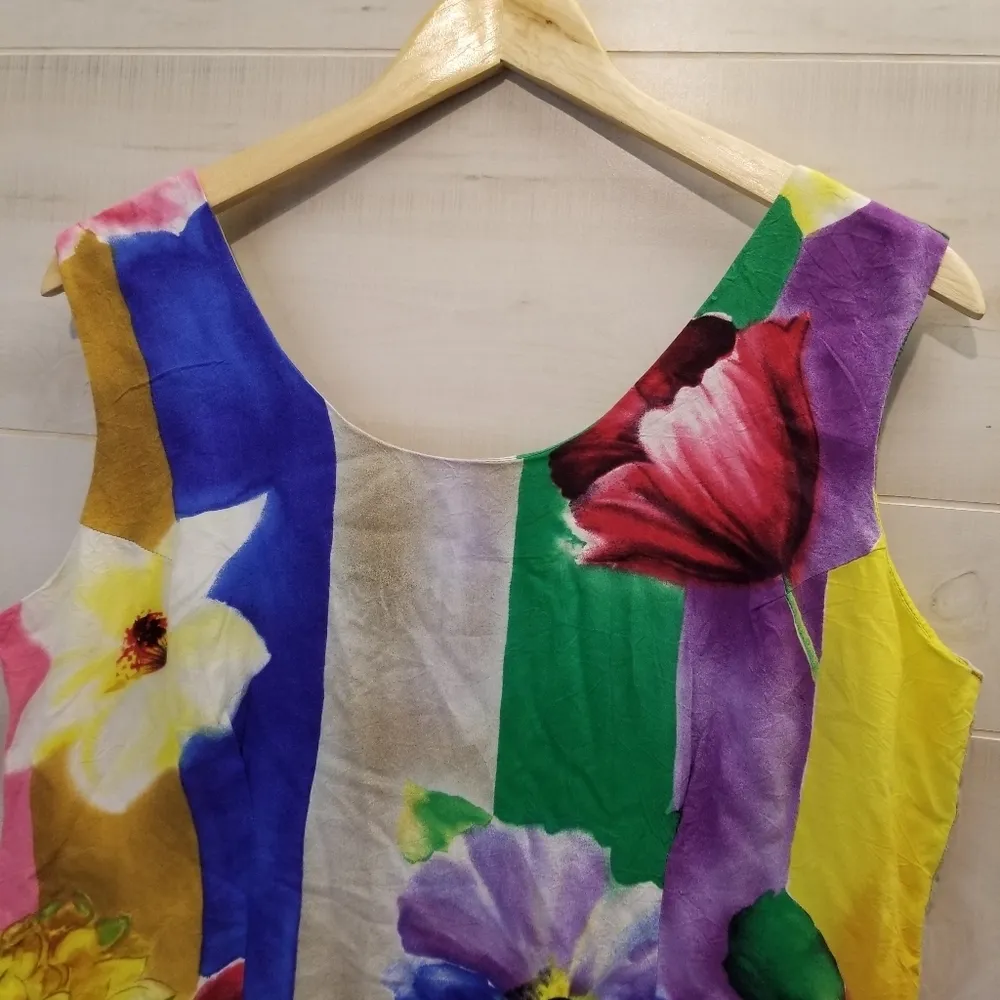 {XL} Jams World Rainbow Colorblock Floral Tropical Dress - Image 5