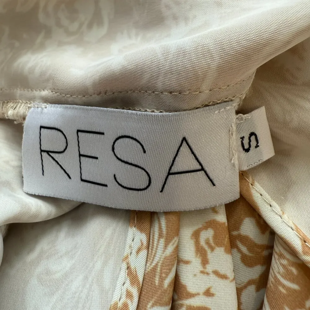 RESA Floral Tent Midi Slip Dress Women's Small Tan White Backless Party Revolve - Image 11