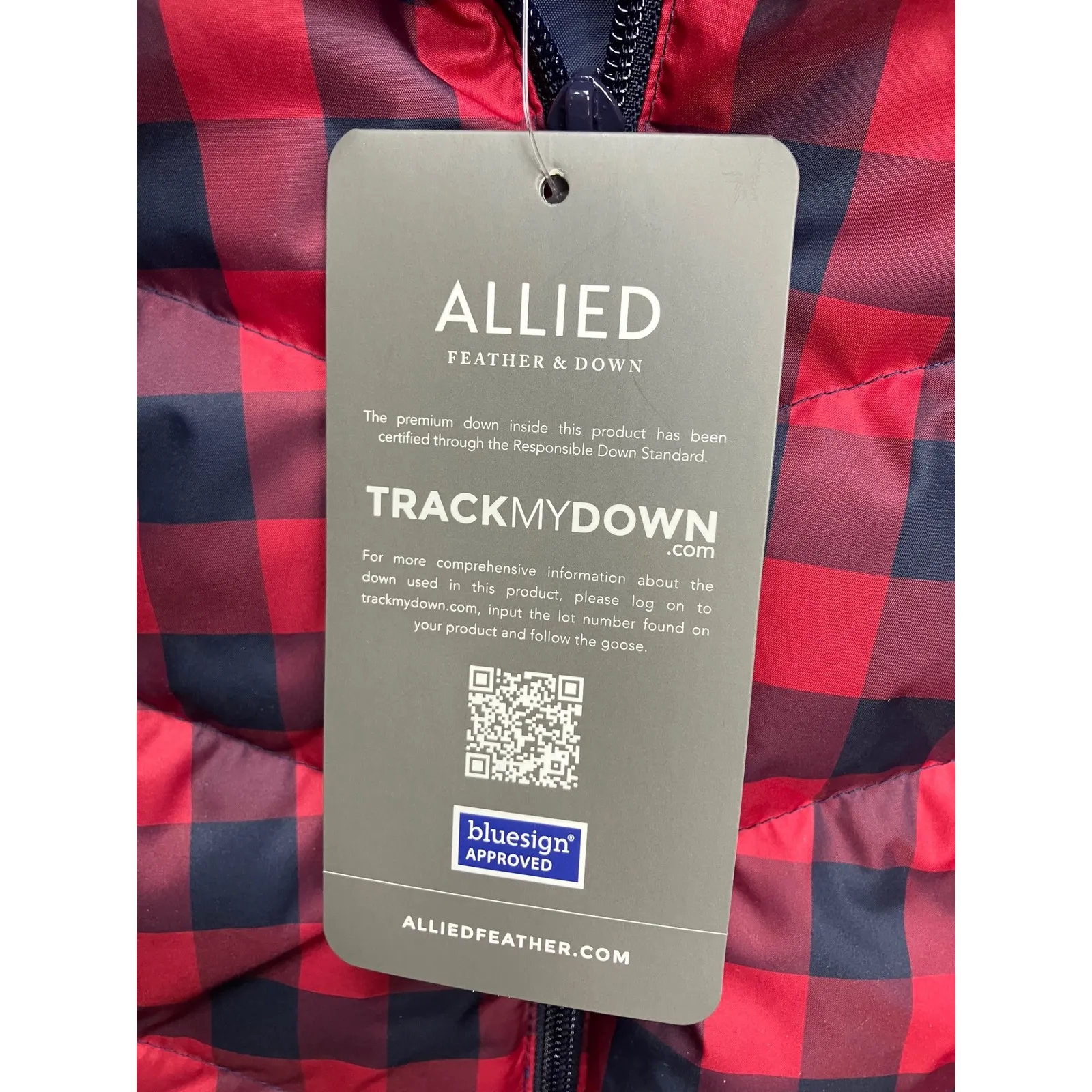 Lands End Womens Plaid Puffer Vest Red Black Full Zip Quilted Down Size S New - Image 4