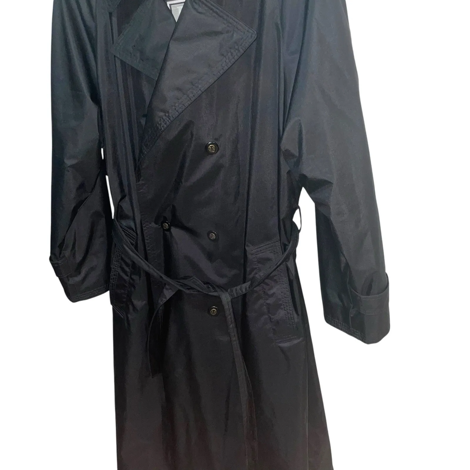 Vintage FSL Collection Trench Coat Women's 12 Black Belted Classic Chic - Image 2