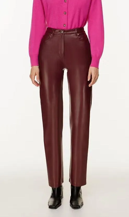 NWT  Wilfred Elaine vegan leather high waisted Pant in spiced burgundy. Size 2 - Image 5