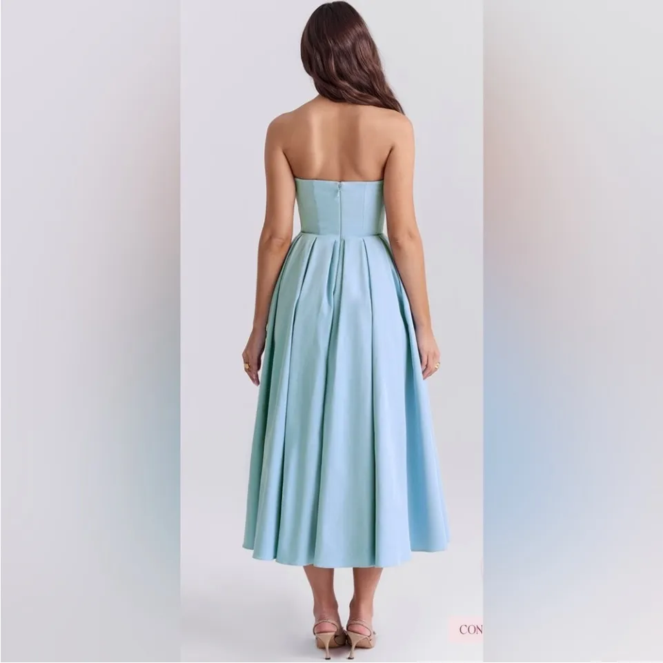 House of CB Audrey Tuscan blue Strapless Midi sundress dress size XL‎ NWOT - Image 13