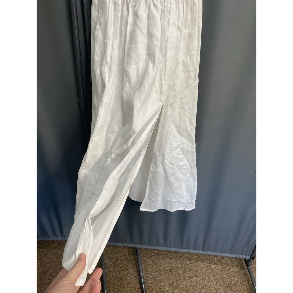 NEW Reformation Tavi Smocked Linen Dress in white Size Small (b88) - Image 5