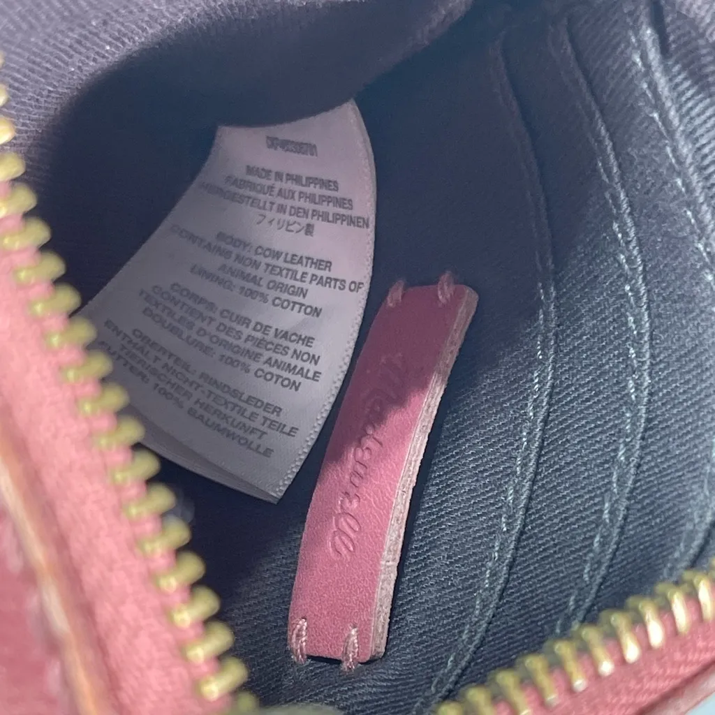 Madewell Leather Pocket Pouch Wallet Card Purse Dark Pink Small 4x5'' Preppy - Image 7