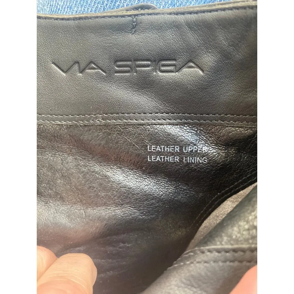 Via Spiga Madeline black Leather Stilettos Ankle Boots Booties size 7.5 - Image 11