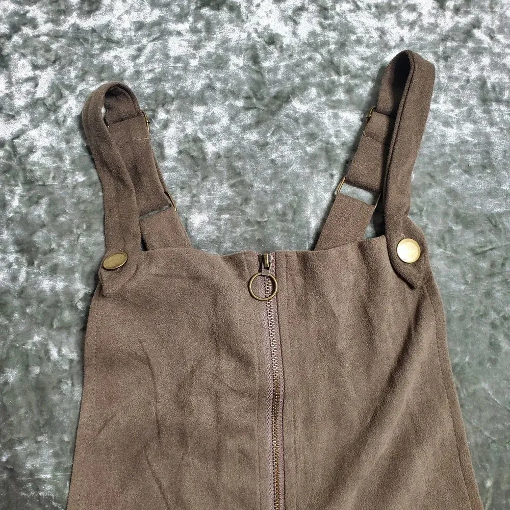 Pie in The Sky Green Faux Suede Overall Dress - Image 2