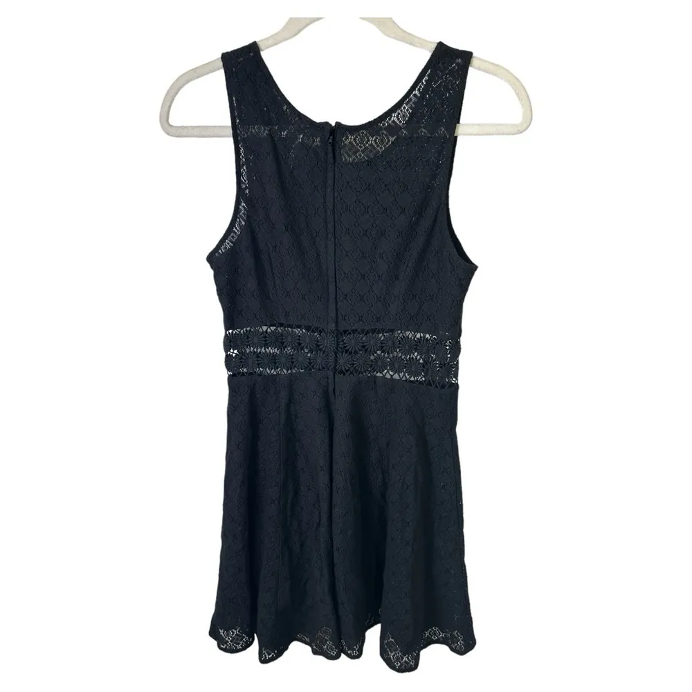 Free People Dress Womens 4 Lace Eyelit Detail Fit Flare Black Sleeveless Cut Out - Image 2