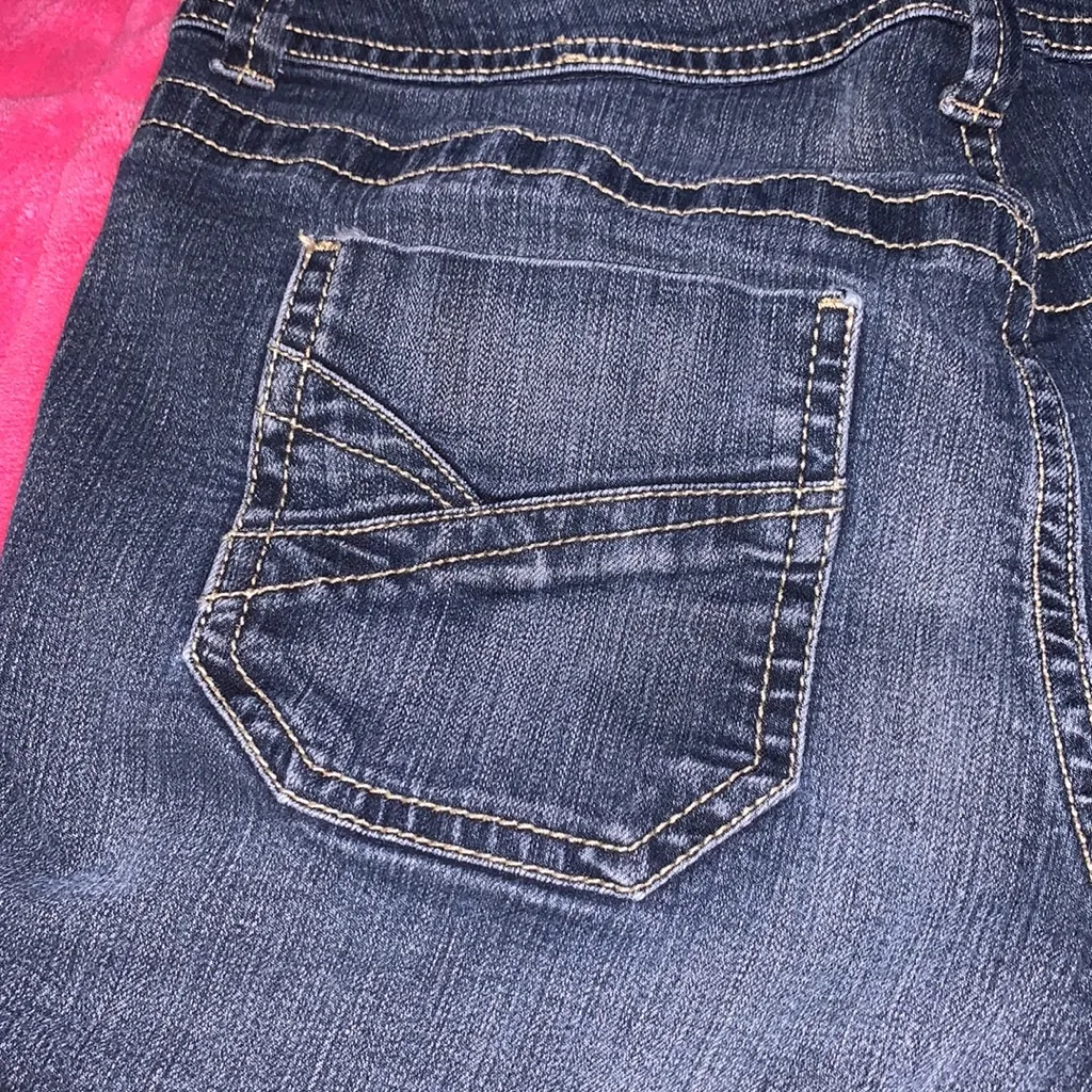 French Cuff Navy Blue Denim Summer Shorts Size 8 - Image 7