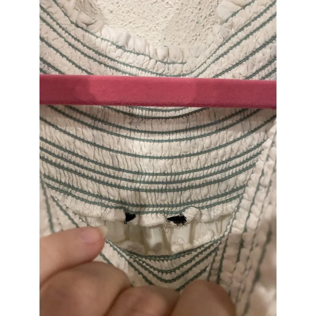 Hatch Leona Dress Womens Small Cream Green Floral Puff Sleeve Smocked Babydoll White Size undefined - Image 4