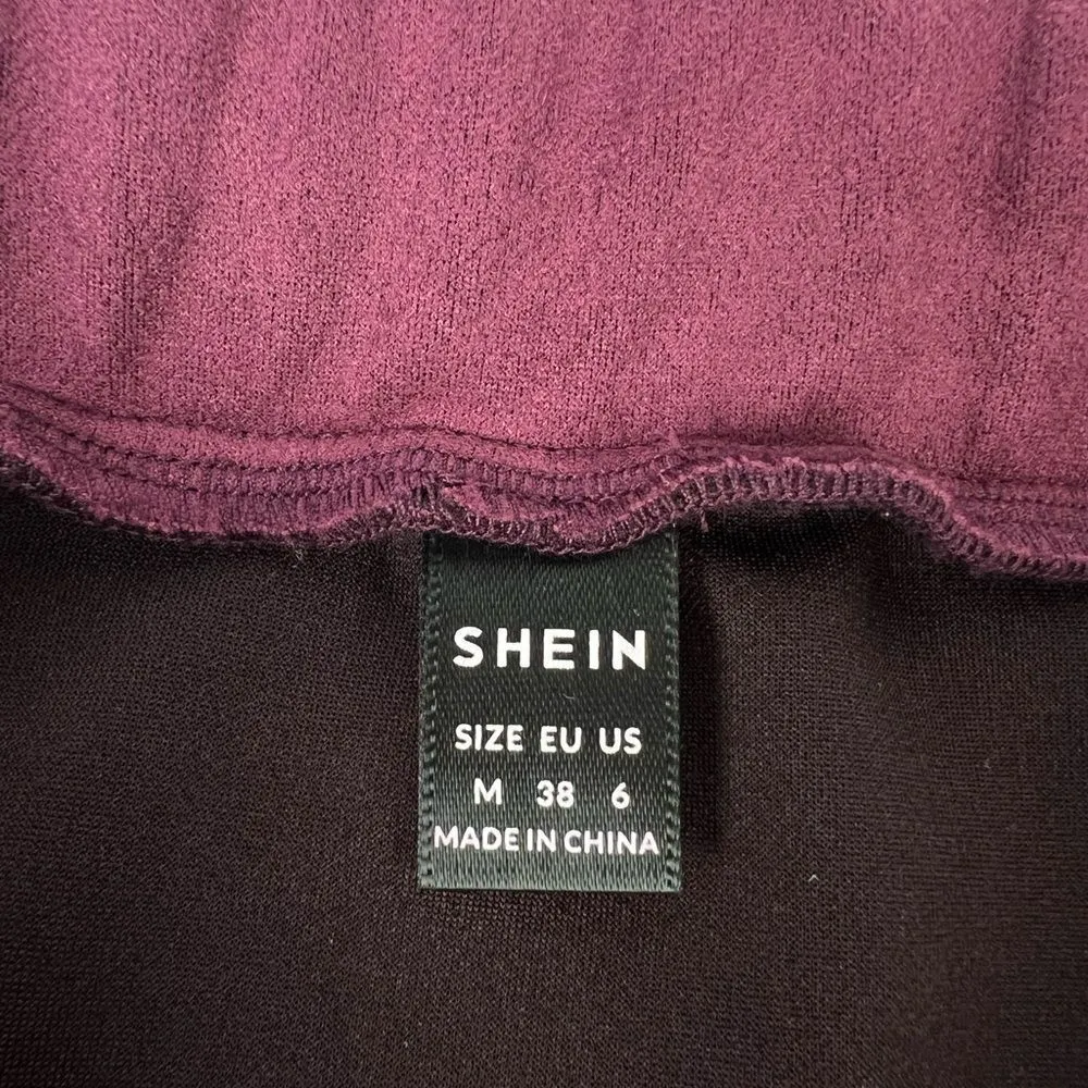 Shein Maroon Red Faux Suede Foldover Mini Skirt Elastic Waist Size 6 - Image 5