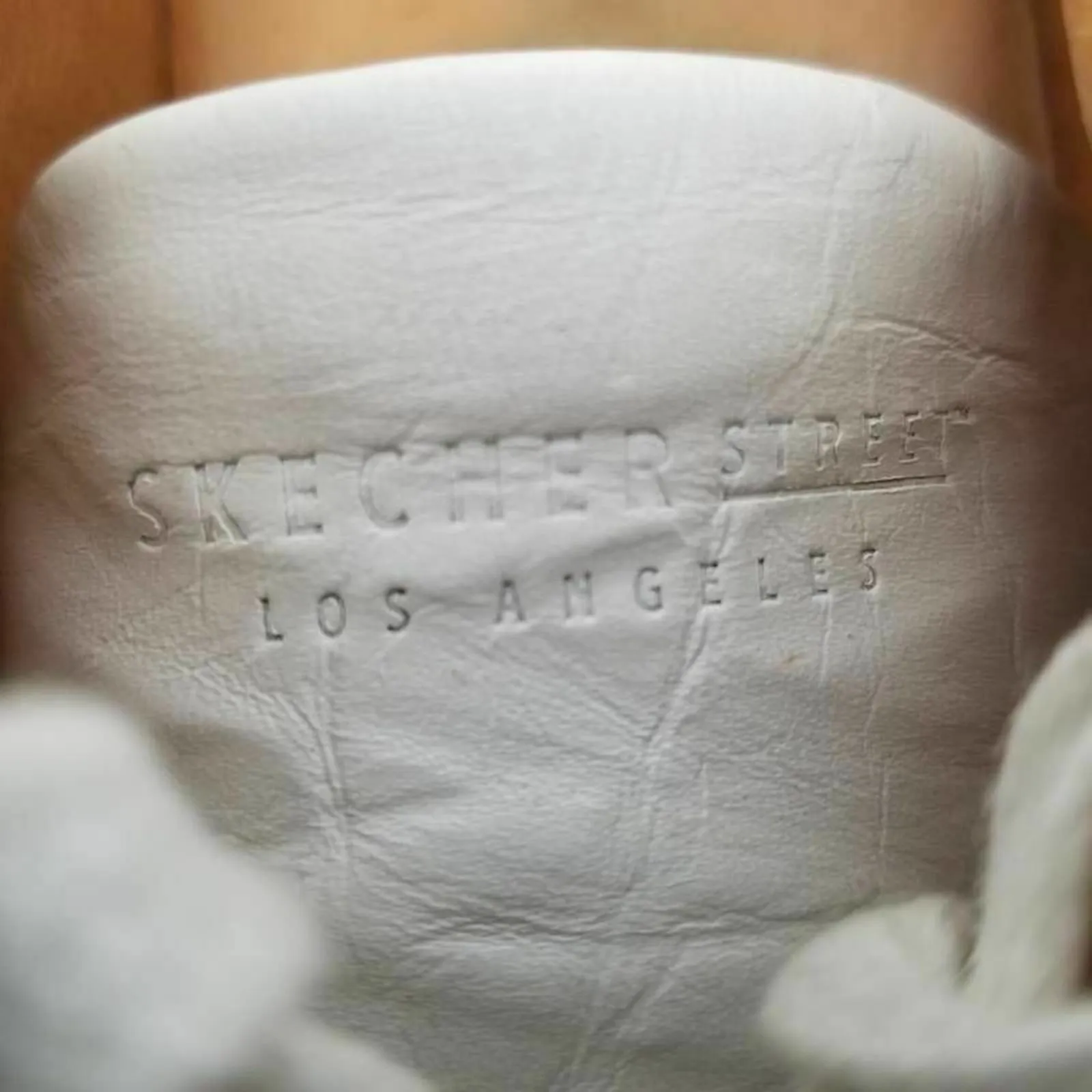 Skechers Womens White Leather Platform Lace Up Sneakers With Animal Print Sz 7.5 - Image 7