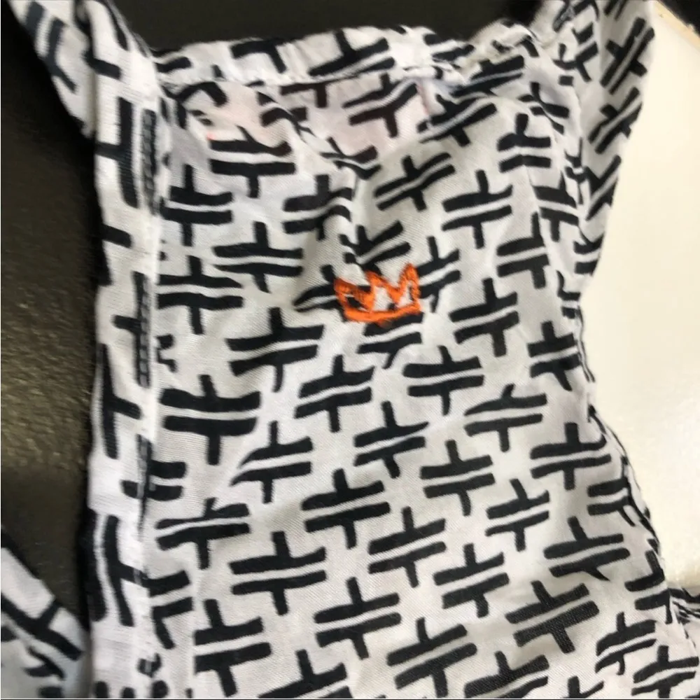 Clementina Racerback Mini Dress Pool Cover Up Geometric AOP Black White Tassels - Image 8