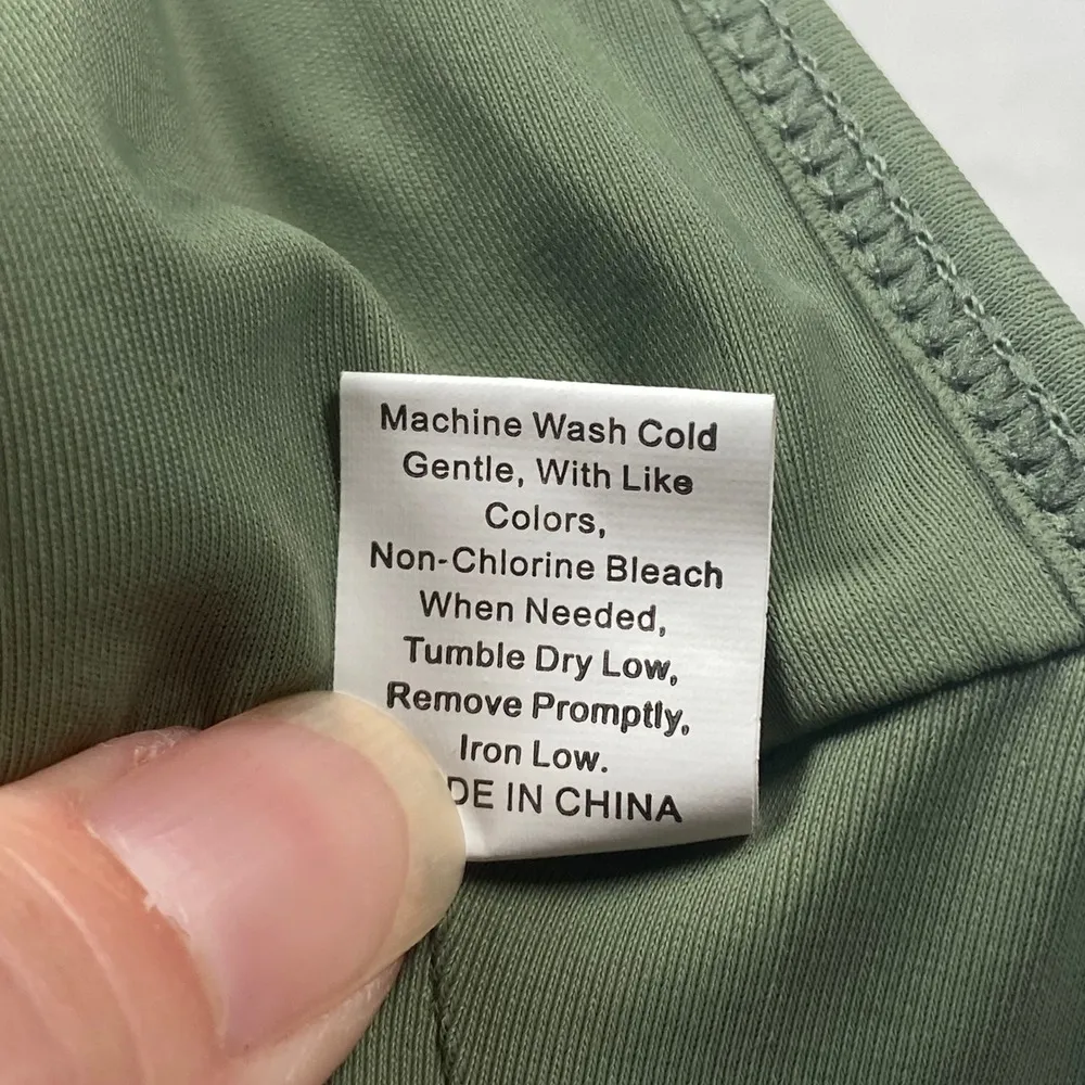 Knot Bikini Top Olive Green Tie Front Swim Top Adjustable Straps Size L Size L - Image 5