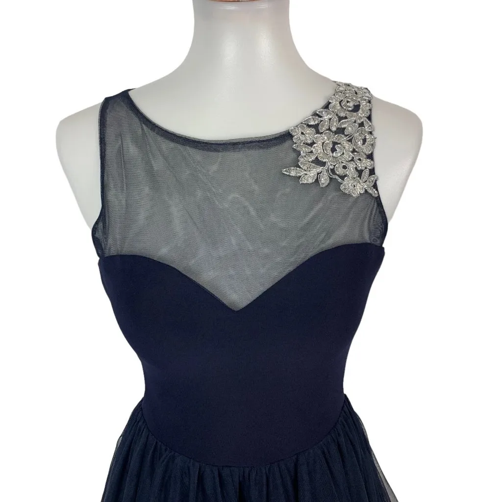 Blondie Nites Prom Dress Womens 7 Navy Sleeveless Flare Formal Evening - Image 2