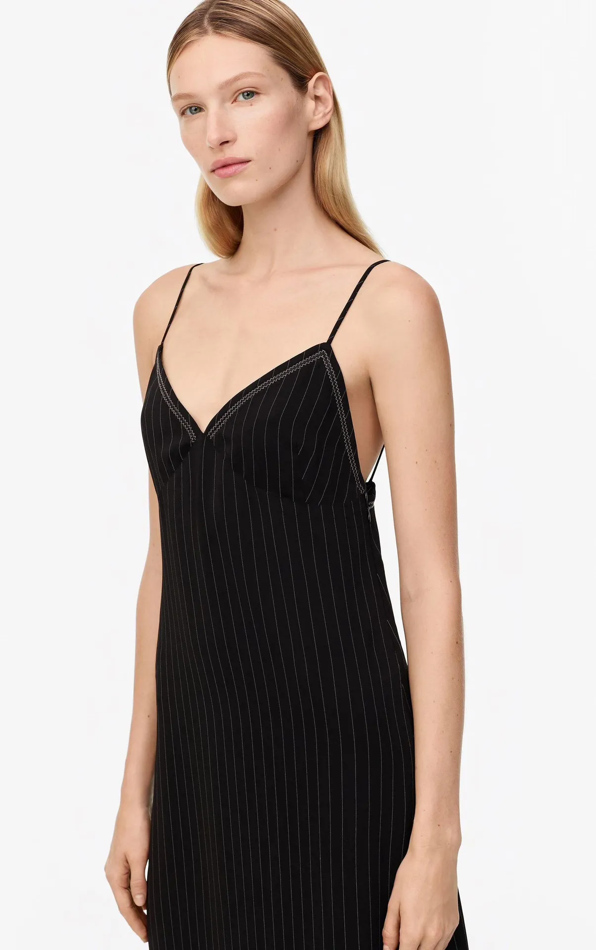 Black Striped Limited Edition Slip Midi Dress - Image 5