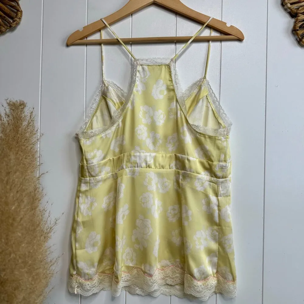 Free People satin cami top lace floral boho femme XS - Image 3