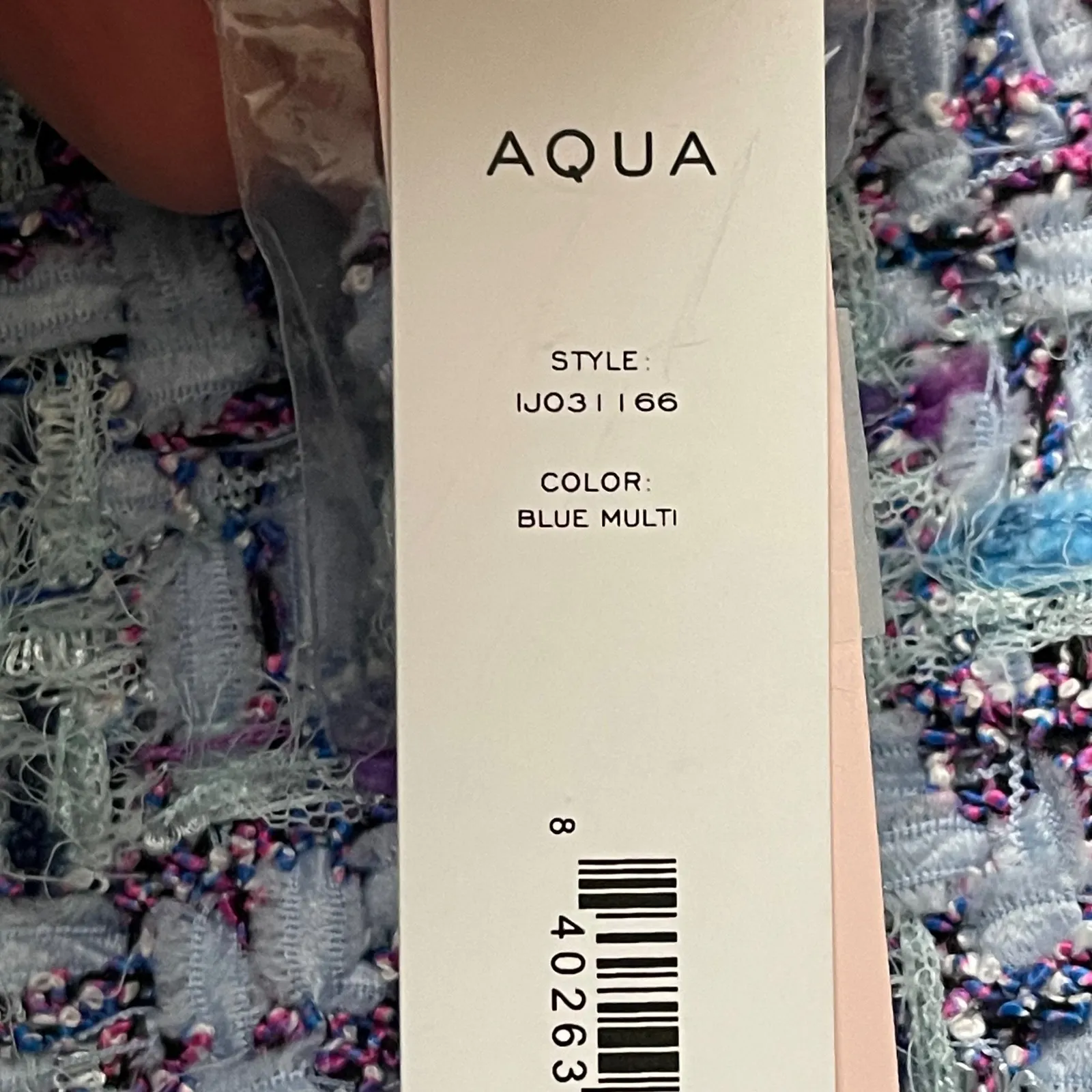 AQUA Ribbon Tweed V Neck Jacket Small Blue NEW Career Colorful Party Boho Spring - Image 7