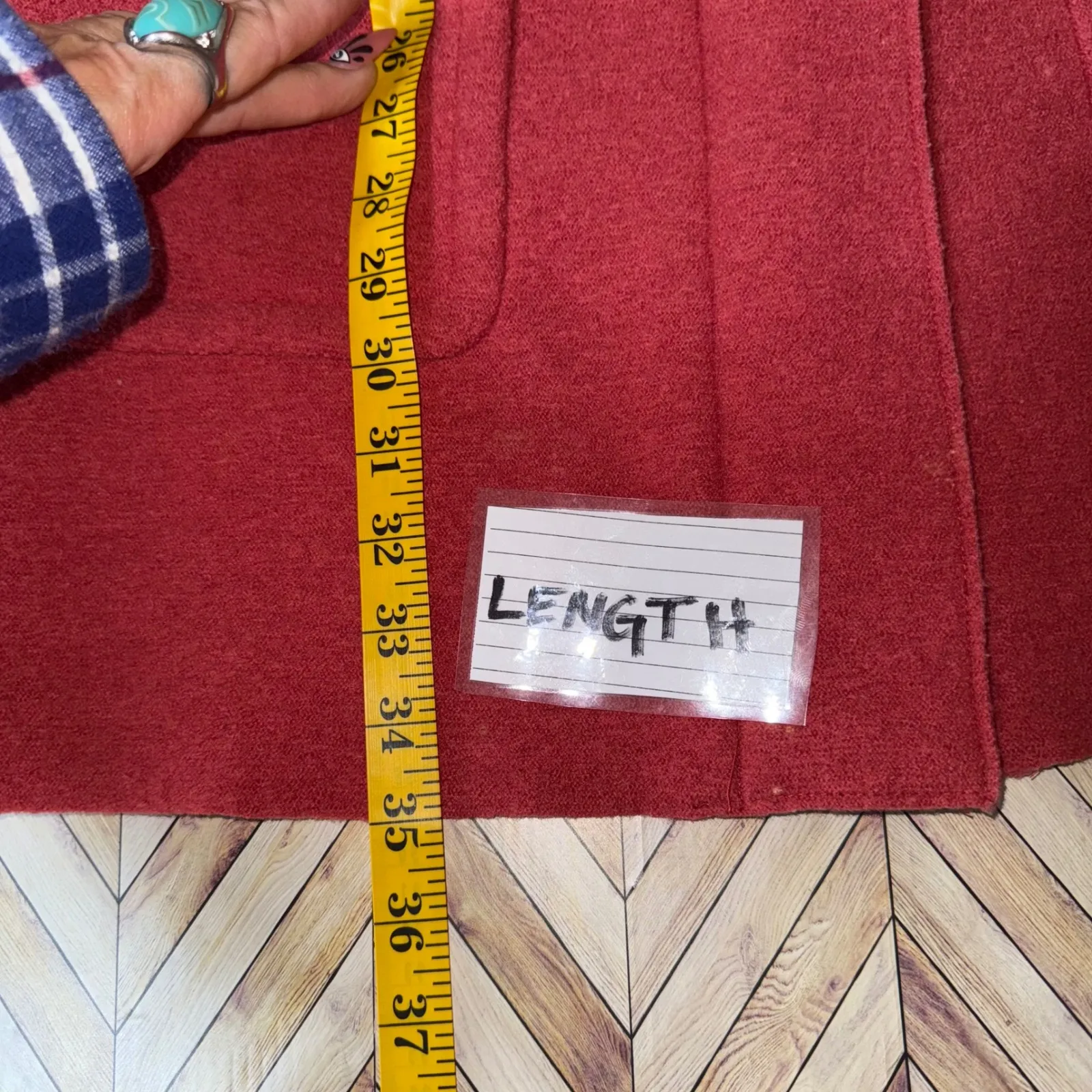 Vtg Talbots Red Boiled Wool Coat Women's M Full Zip Snap Button Front Rust Red - Image 11