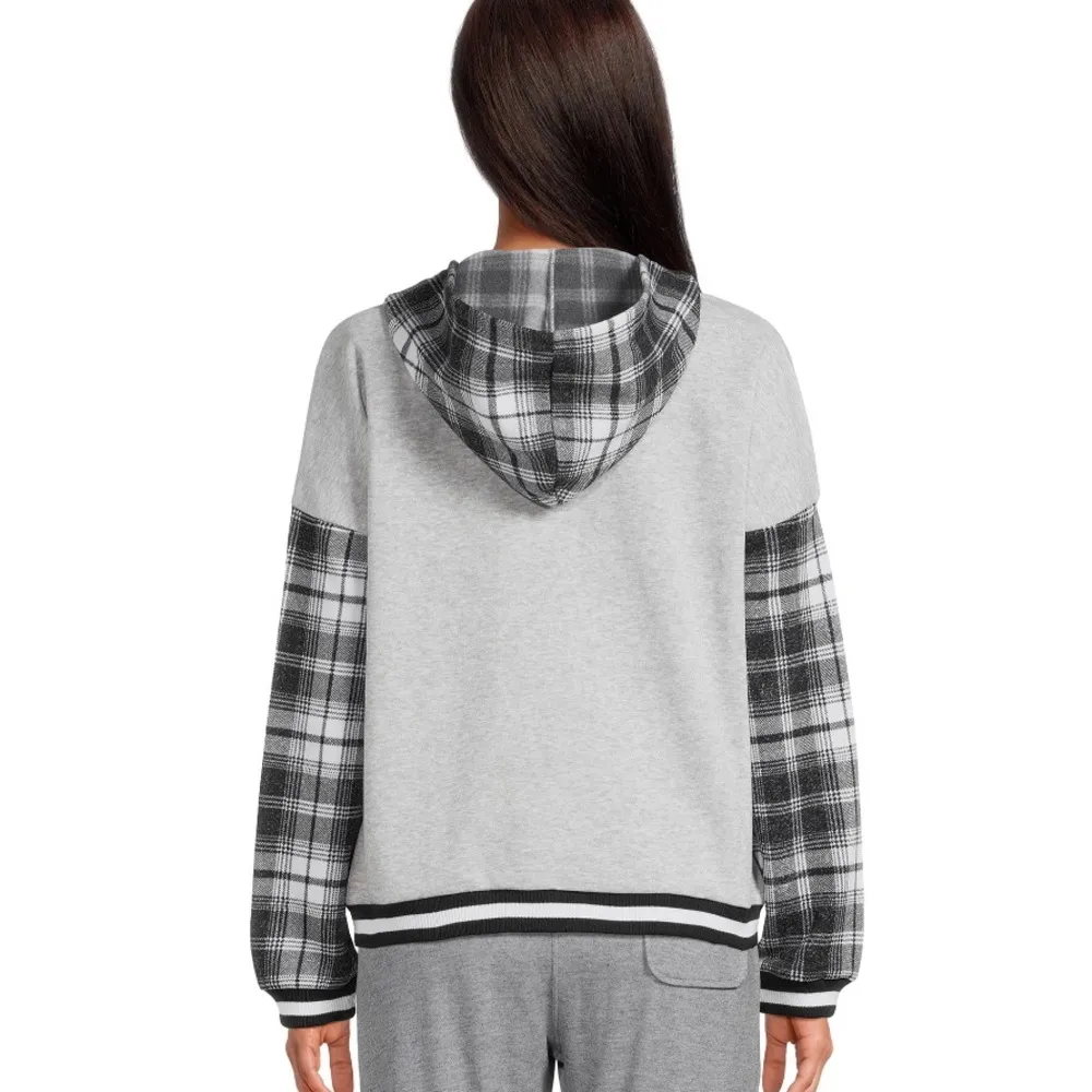 DEREK HEART Baggy Varsity Boyfriend Jacket with Hood Size M Juniors Womens New - Image 5