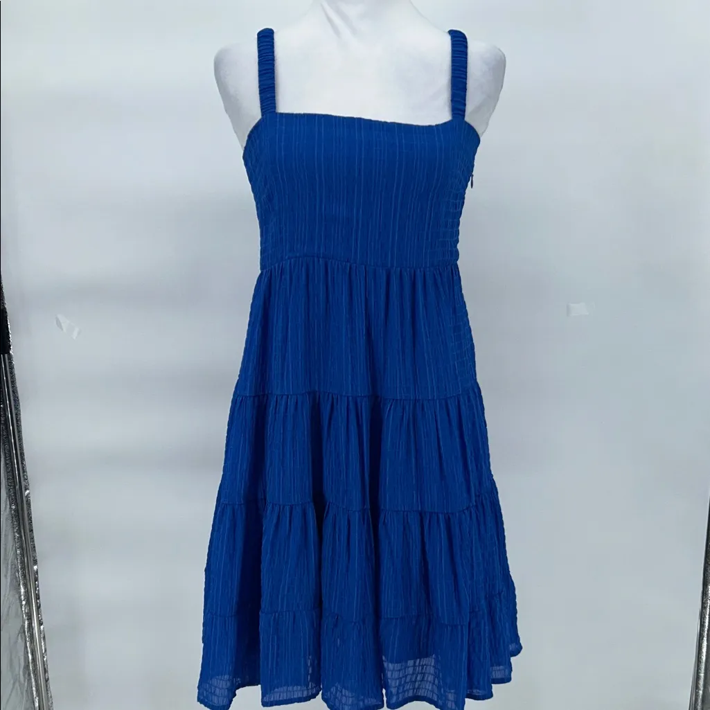 Dear John Blue Tiered Smocked Sundress Sleeveless Summer Dress Size XS - Image 4