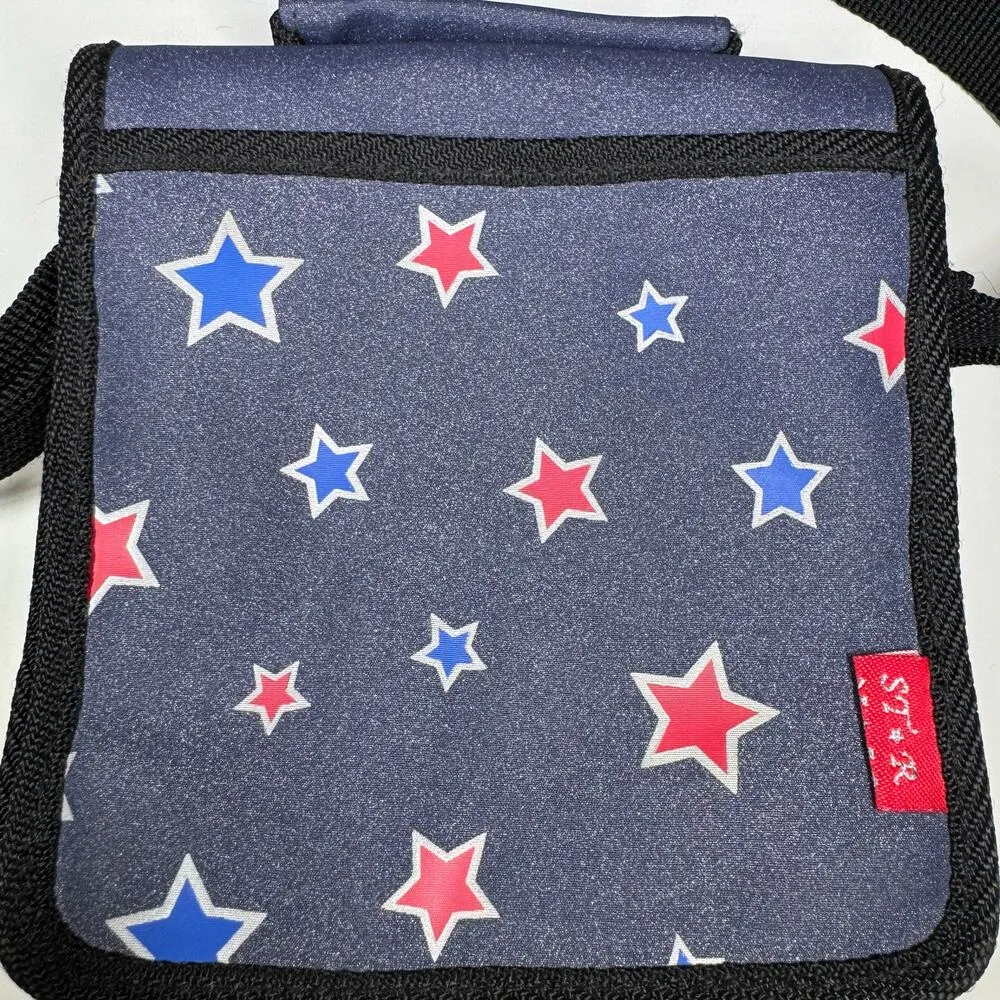 STAR Red Blue Star Print Crossbody Wallet Purse Vinyl Travel Organizer - Image 2