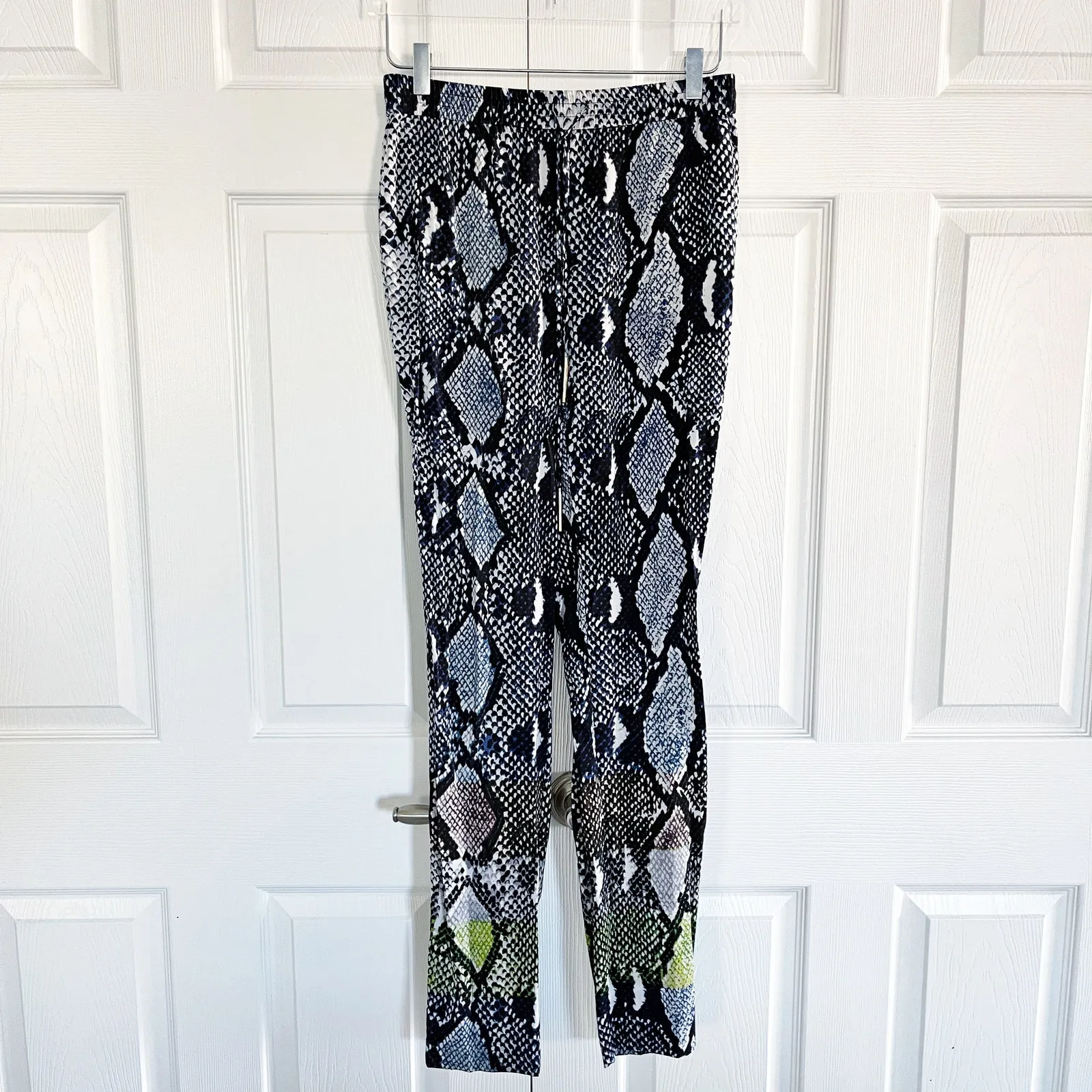 Diane von Furstenberg Bennet Two Animal Blue Snake Print Silk Pants - Image 2