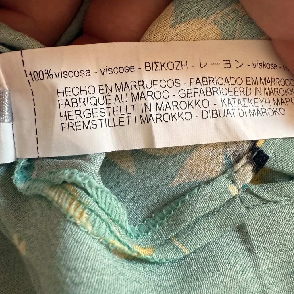 ZARA NWOT Floral Bird Print Ruffle Sleeve Tie Neck with Buttons Top - Image 9