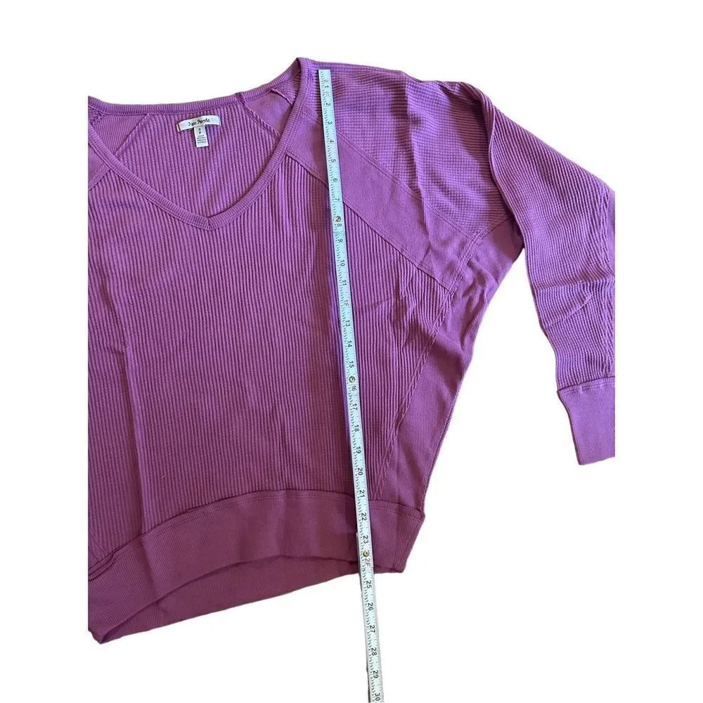 NWT Free People Thermal Womens Small Mulberry Santa Clara Shirt Top V Neck - Image 9