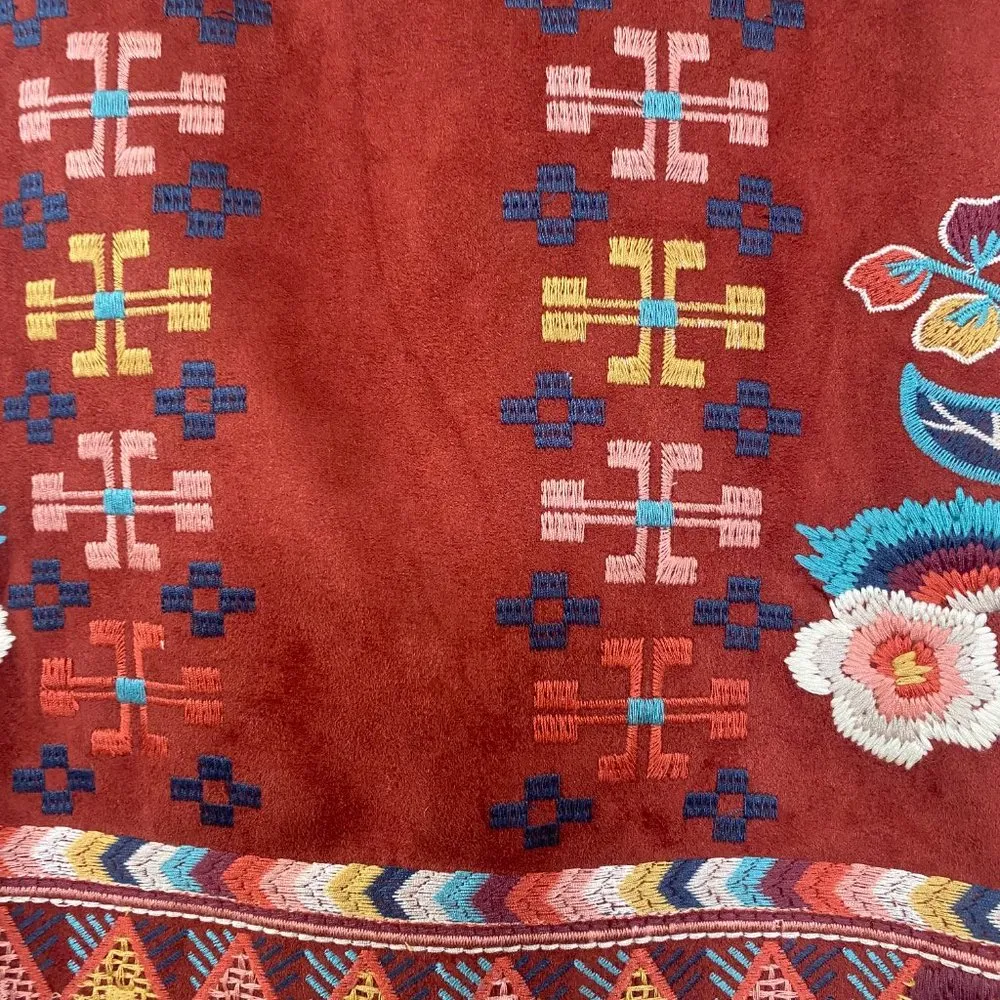 NWT THML Embroidered Faux Suede Mini Skirt - Image 6