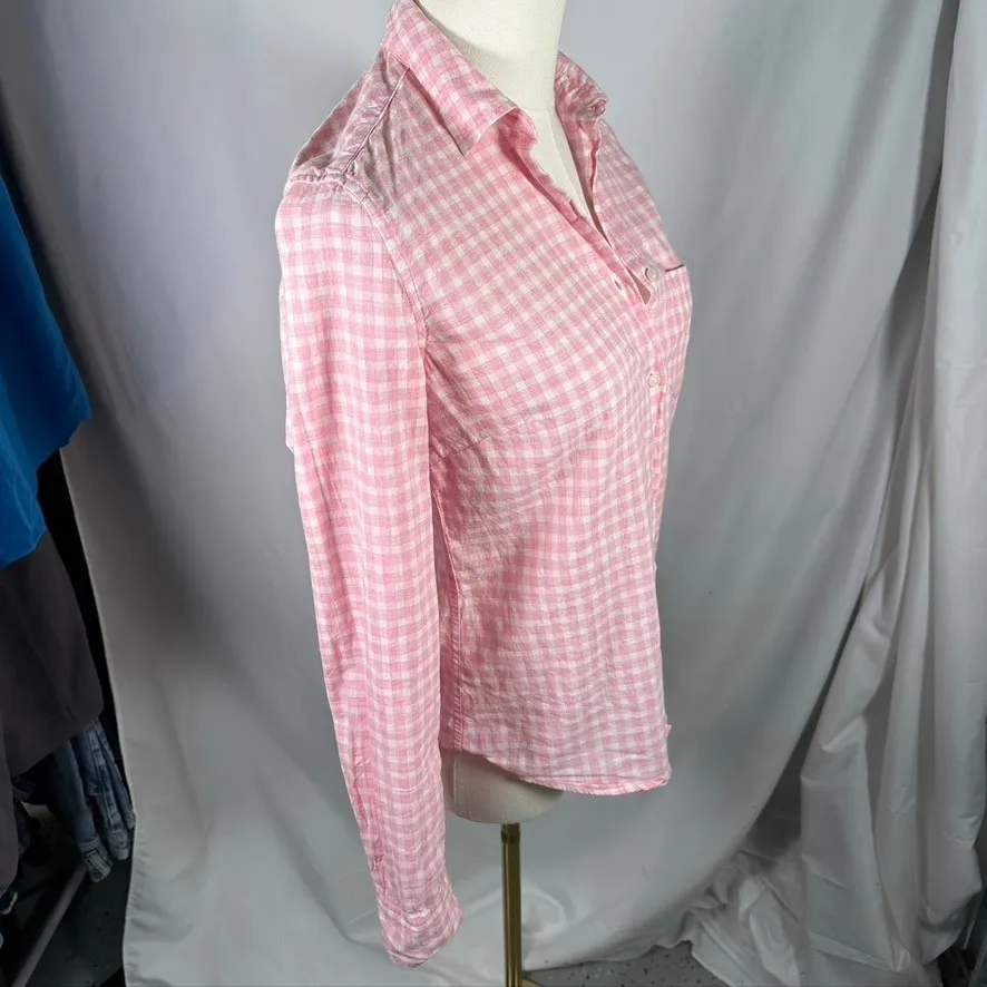 UNTUCKit Womens Pink Gingham Checkered 100% Cotton Button Down Shirt‎ Size 0 - Image 4