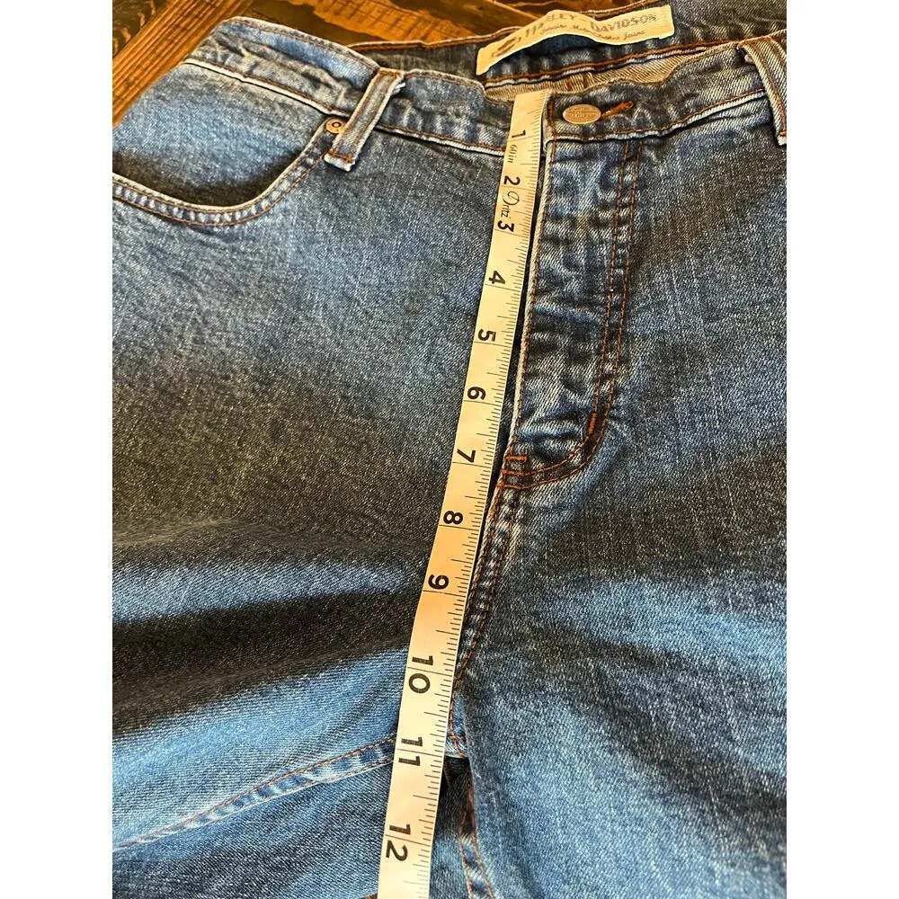 Harley Davidson Straight Leg Jeans Women 12 Biker Core Western Grunge Fringe - Image 7