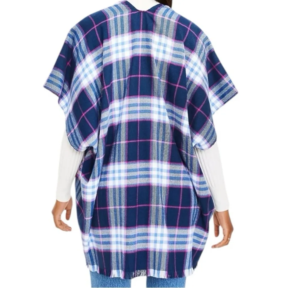 LOFT Plaid Blanket Wrap Kimono M/L‎ - Image 3
