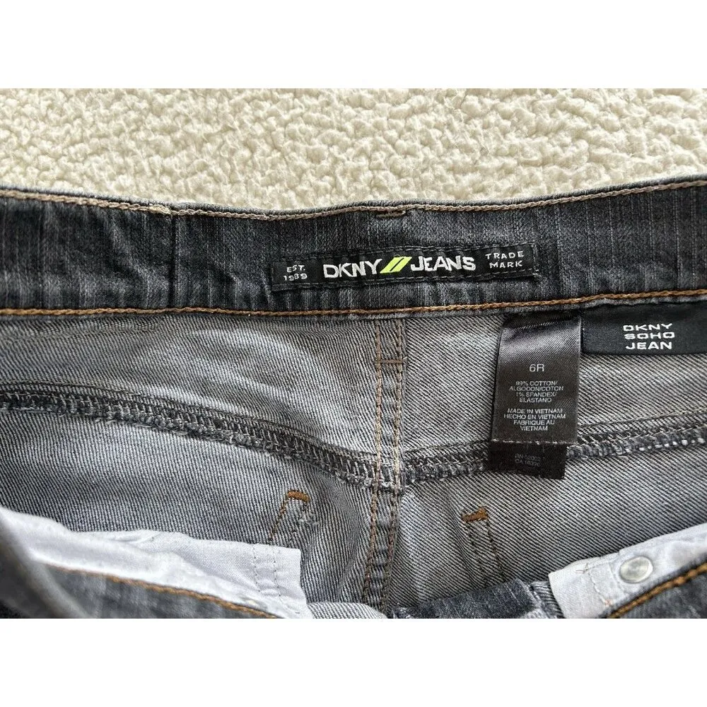 DKNY Jeans Womens Black Soho Boot Cut Stretch Denim Mid Rise 5 Pocket Size 6R - Image 5