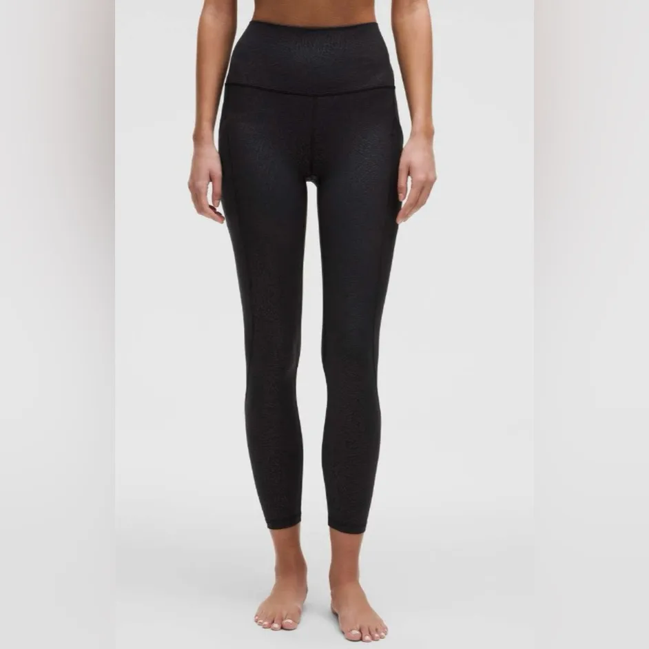 Lululemon NWT Align High Rise 25” Leggings With Pockets Ripple Embossed Black 12 - Image 2