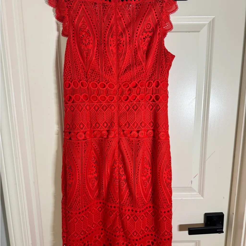 Antonio Melani Red Lace Sheath Dress Size 4 – Cocktail Wedding Guest Party - Image 5