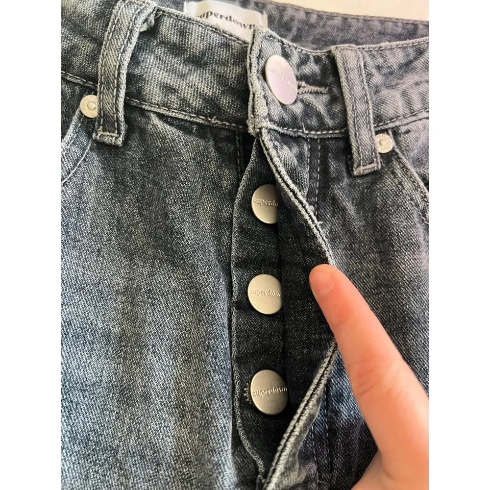 Superdown Revolve High Rise Button Fly Straight Leg Jeans 25 - Image 3