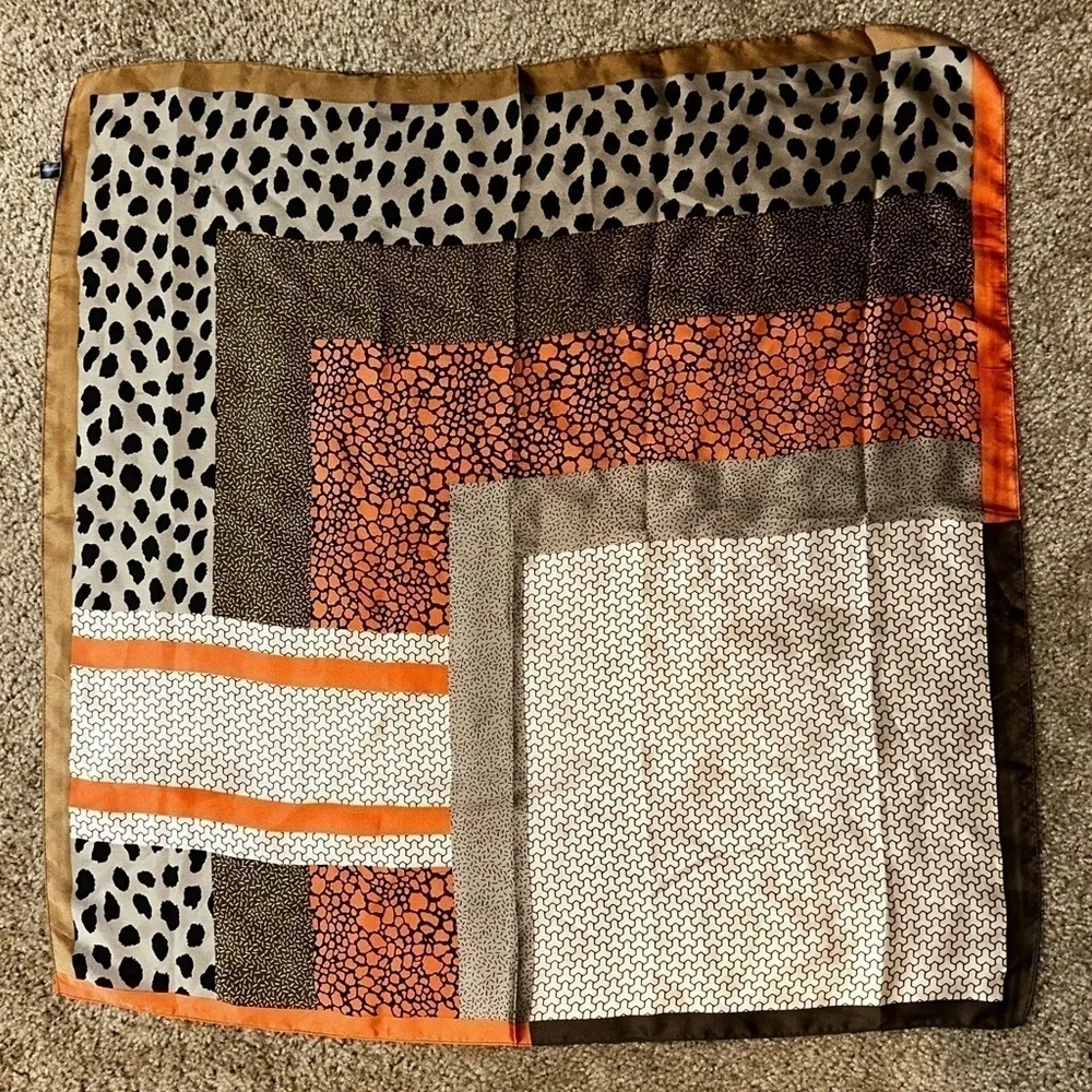 Satin Cheetah Scarf Purse Scarf Orange - Image 2