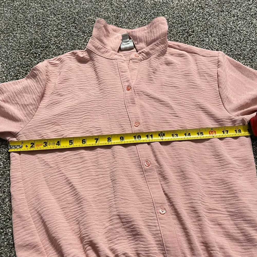 Wothington pink button down business casual short sleeve elastic shirt S - Image 12