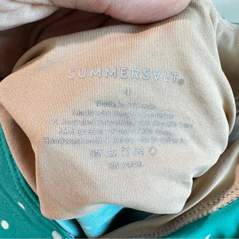 Summersalt The Ruffle Wrap One-Piece in Seaglass Dot Size 4 - Image 3