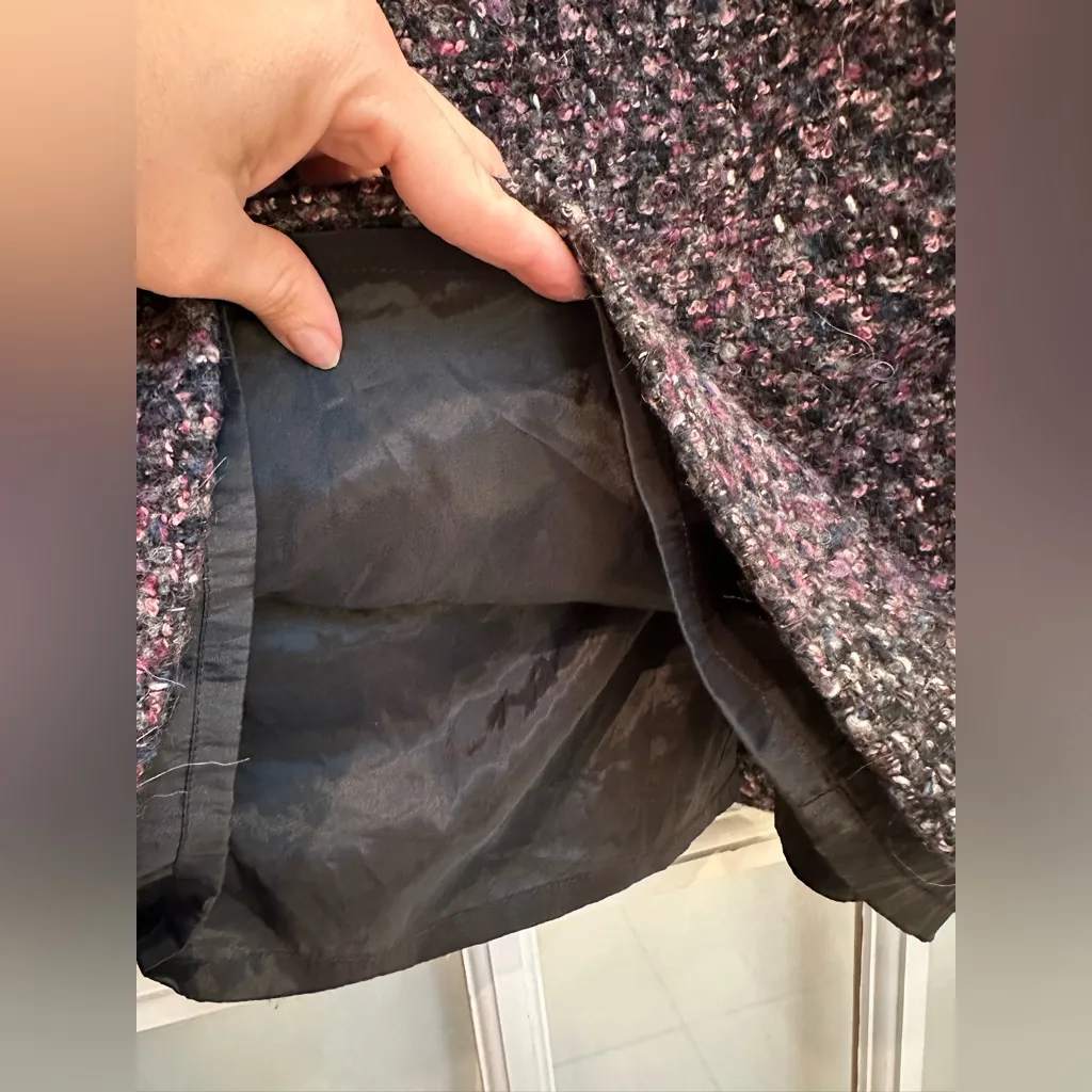 Lafayette 148 New York Black Purple Pink Tweed Wool Pencil Skirt Career Size 10 - Image 7