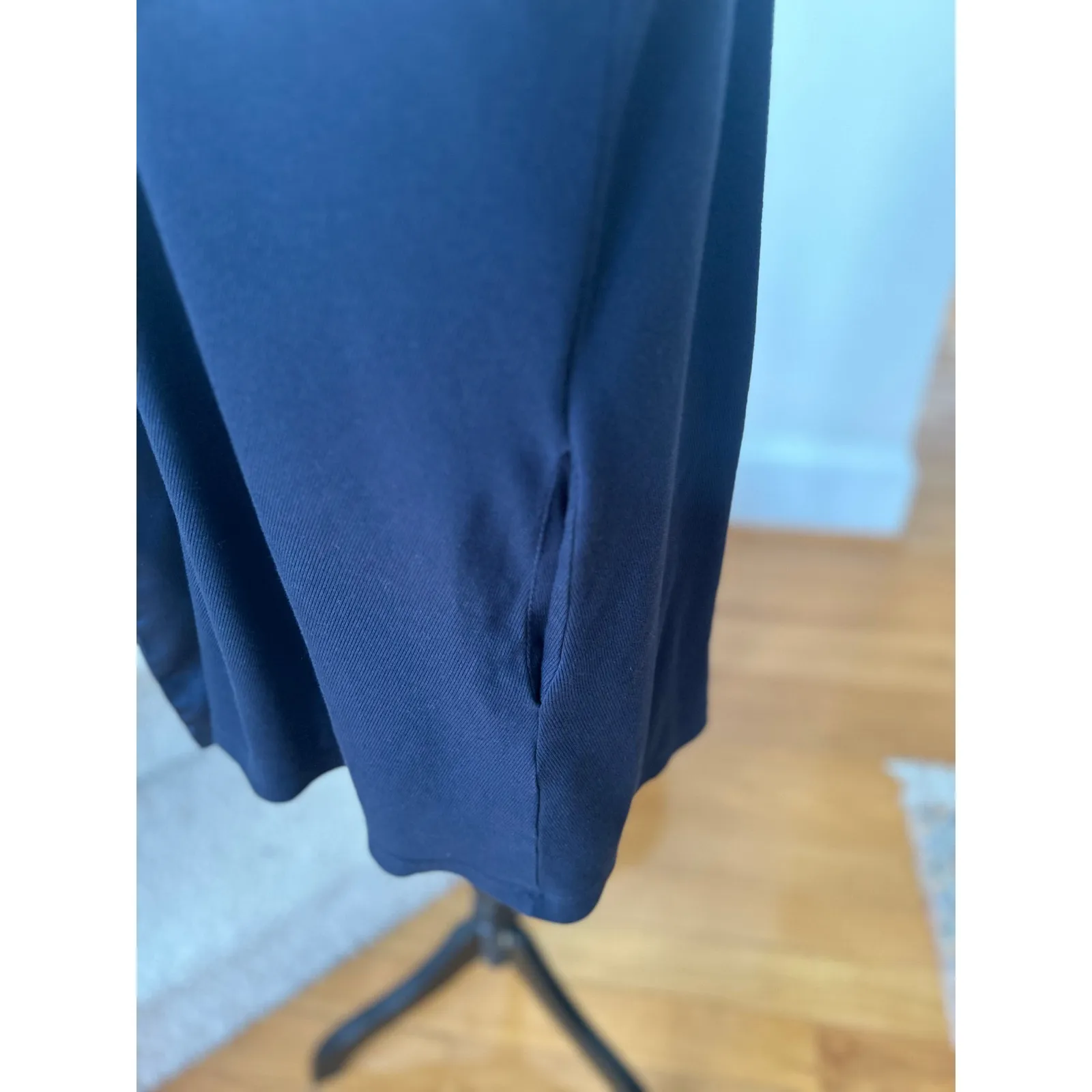 PJ Harlow Shelby Knit Navy Blue Satin Collar Lounge Cardigan Wrap - Image 2