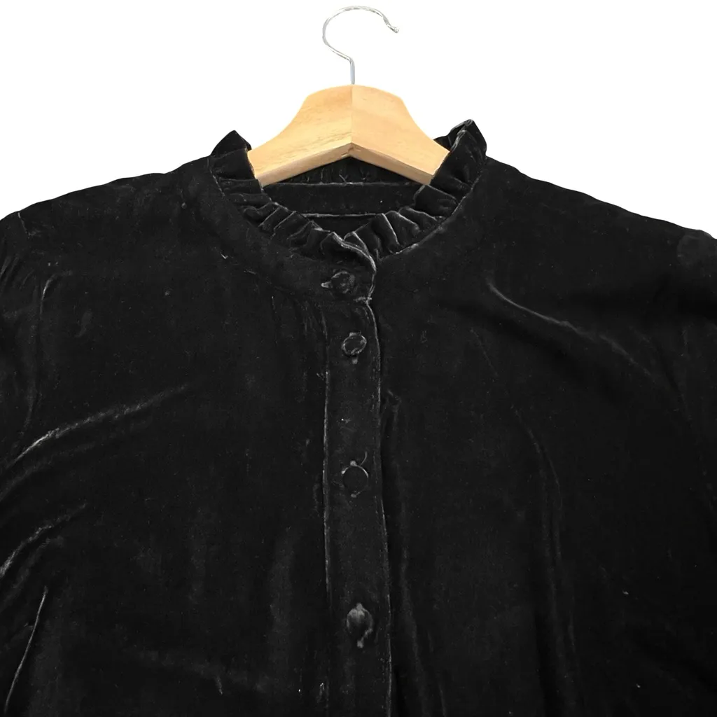 Talbots Womens Black Velvet Tunic Top Size M Preppy Holiday Boho Victorian Goth - Image 2