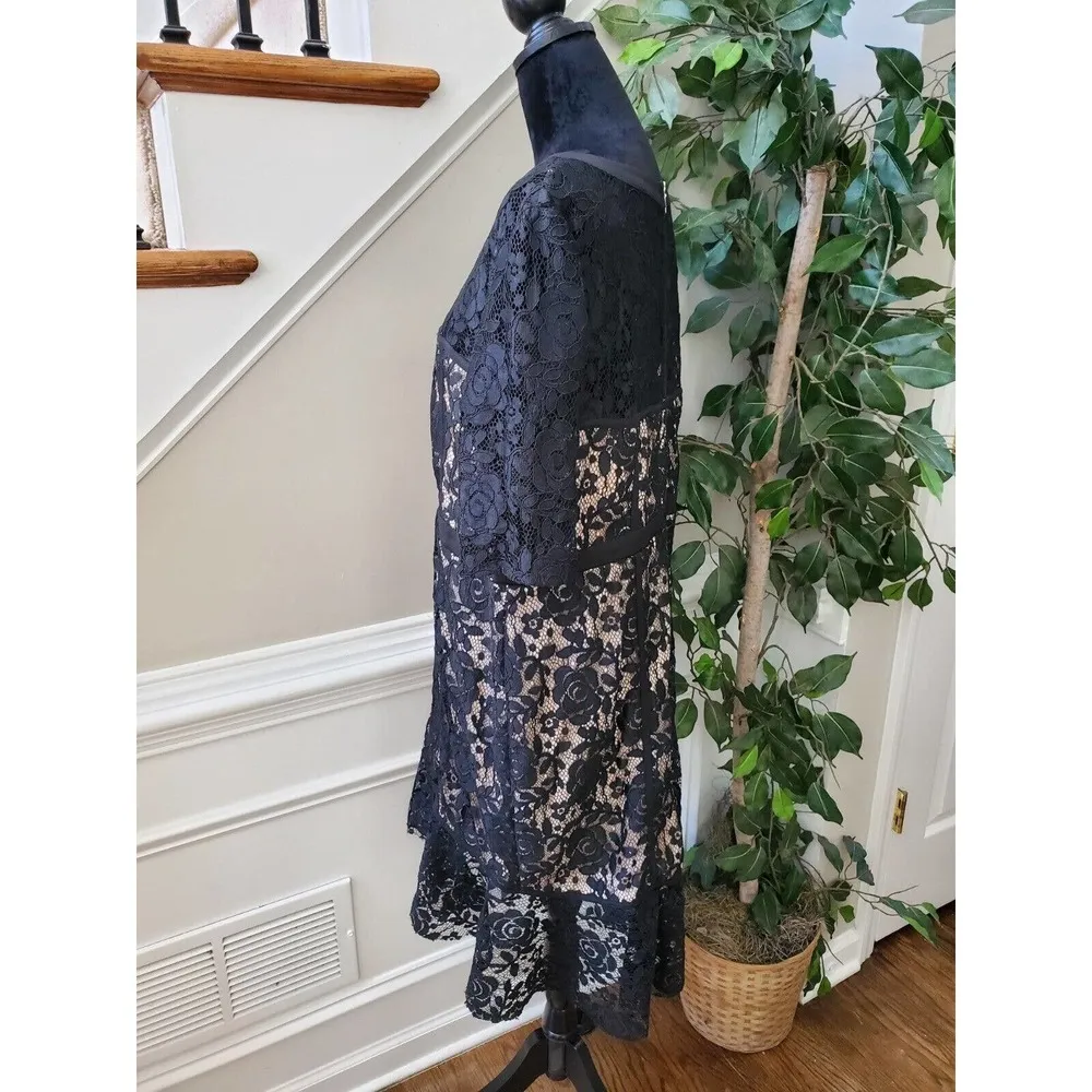 Paper Dolls Women Black Cotton Round Neck Long Sleeve Knee Length Dress Size 18 - Image 7