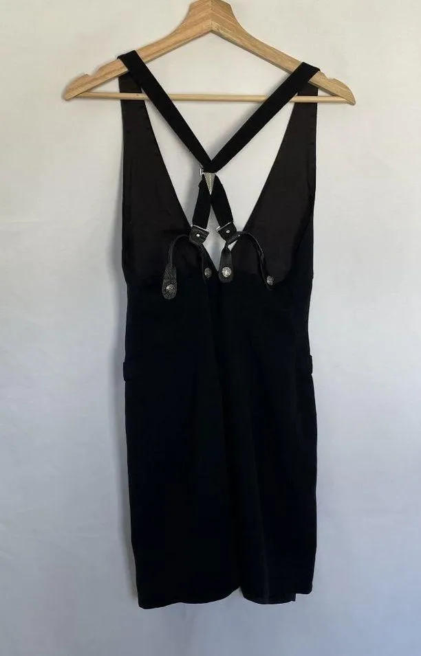 The Limited Vintage Black Suspender Dress Silver Button Accents Size 6 Wool Rayo - Image 8