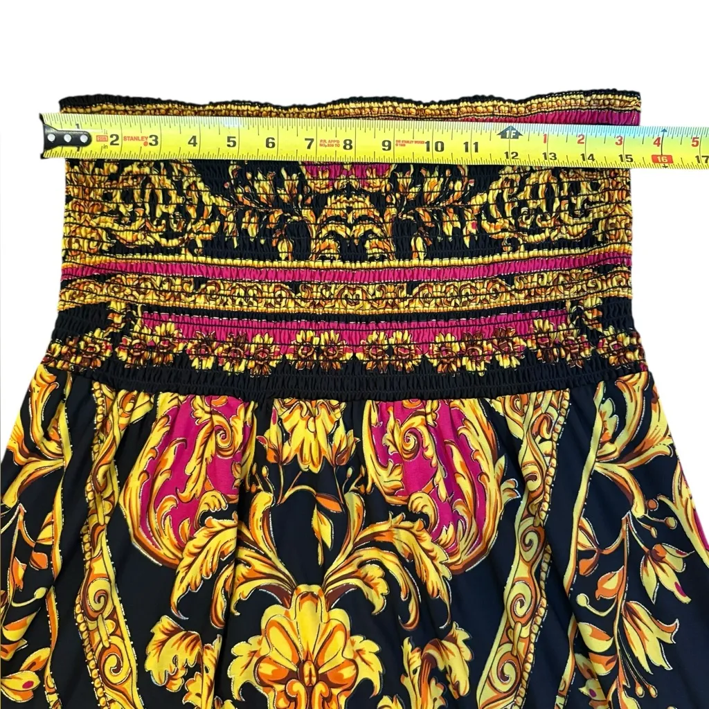 Cache Vintage Y2K Strapless Mini Dress Beach Cover Up Womens XL Black Gold Pink - Image 8