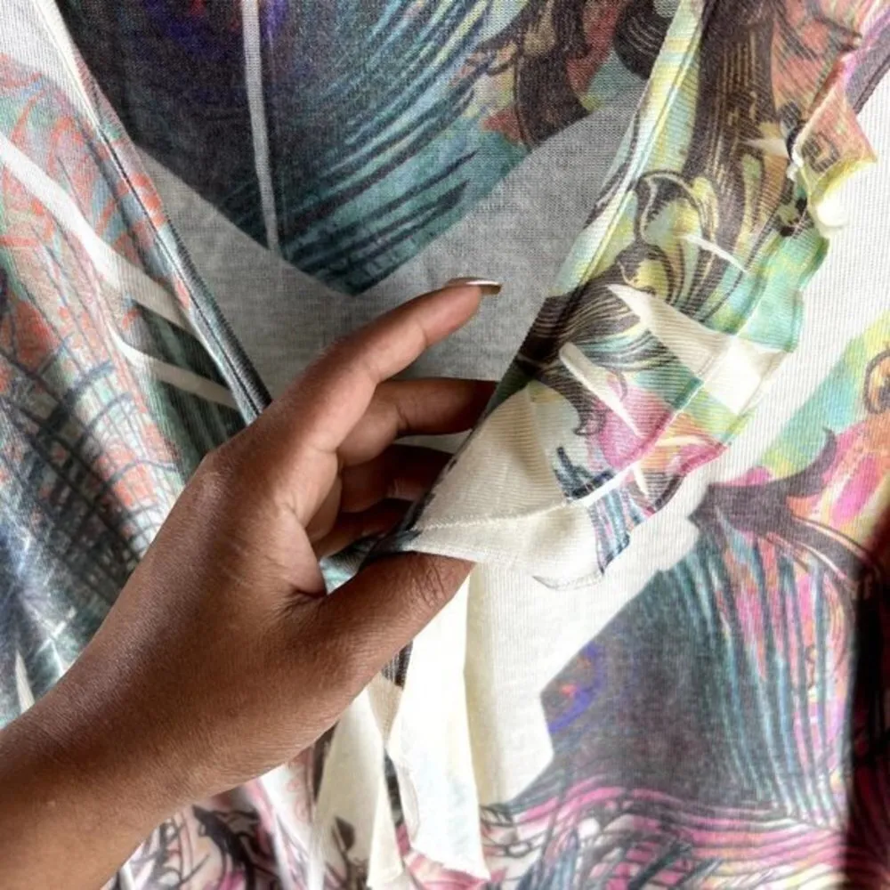 Womens Tops‎ Size 2X Printed Ruffle Front Flutter Sleeves - Image 5