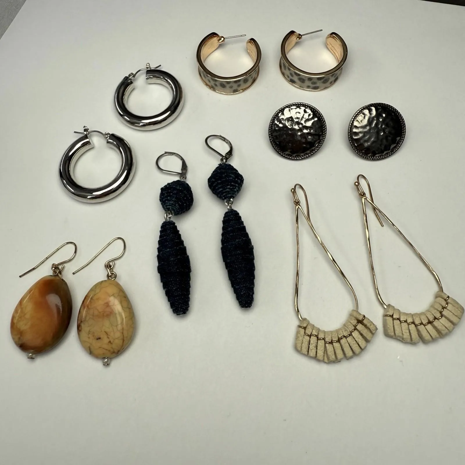 Dangle Drop, Hoop & Stud Mix Pierced Earrings Lot Of 6 Costume Jewelry - Image 12