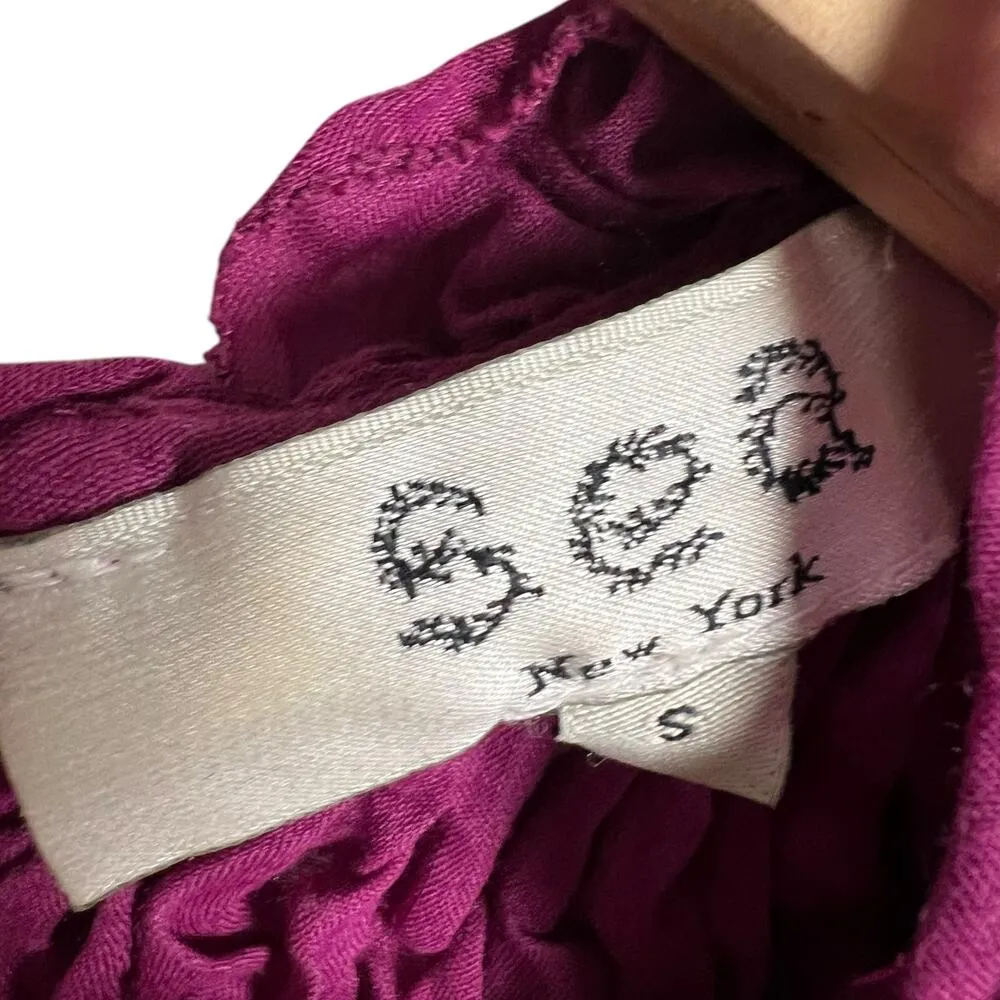 Sea New York Geneva Fuchsia Pink Smocked Short Sleeve Top Size Small Purple - Image 4